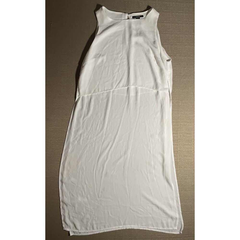 Forever 21 Women’s Small Dress Solid White Chiffon Open Slit Sides Sleeveless